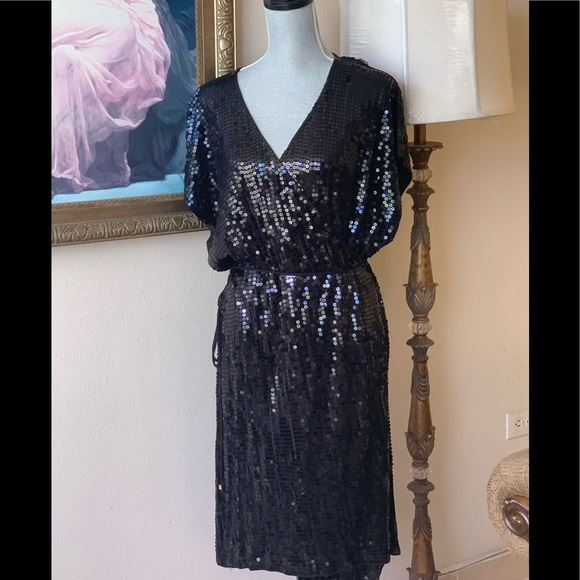 Michael By Michael Kors Black Sequin Wrap Dress Plus Size 3X NWOT - Picture 9 of 11